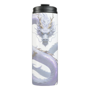 Witte Drakenkunst Mythische Fantasie Esthetiek Thermosbeker