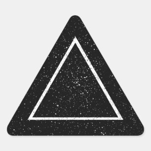 Witte driehoeksoverzicht op zwarte sterachtergrond driehoek sticker