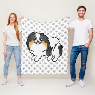 Witte Driekleurige Pomeranian Schattige Cartoon Ho Fleece Deken