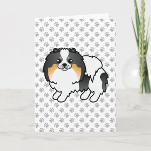 Witte driekleurige Pomeranian Schattige Cartoon Ho Kaart