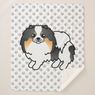 Witte driekleurige Pomeranian Schattige Cartoon Ho Sherpa Deken