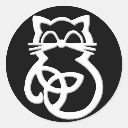 Witte Drievuldigheidsknoop Keltische Kat Stickers (Voorkant)