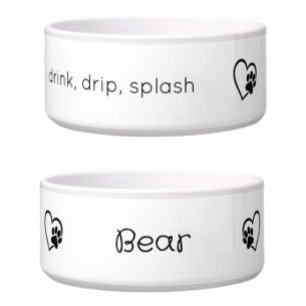 Witte 'drink drip splash' Hondennaam Kom