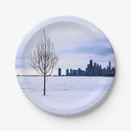 Witte droom - winter in Chicago, papieren borden Bordje