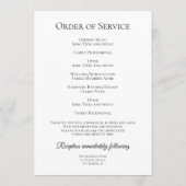 Witte Dubbele Daffodil Bloemen Begrafenisservice Programma (Achterkant)