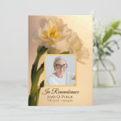 Witte Dubbele Daffodil Bloemen Begrafenisservice Programma (Staand voorkant)