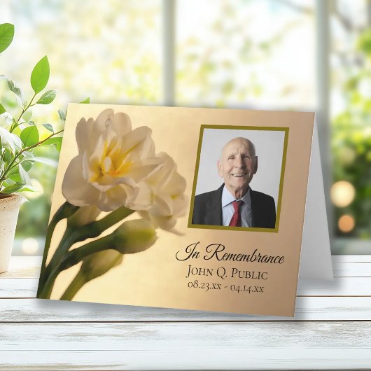 Witte Dubbele Daffodils Begrafenis Sympathie Dank Bedankkaart