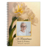 Witte Dubbele Daffodils Uitvaartmonument Gastenboe Notitieboek (Voorkant)