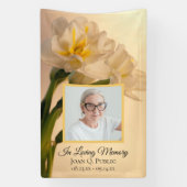 Witte Dubbele Daffodils Viering van het Leven Begr Spandoek (Verticaal)