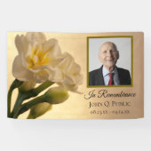 Witte Dubbele Daffodils Viering van het Leven Begr Spandoek (Horizontaal)