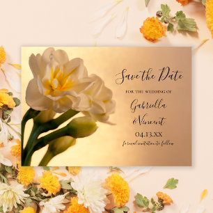 Witte Dubbele Daffodils Weddenschap Save the Date