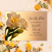 Witte dubbele narcissen huwelijks "Save the Date" Save The Date