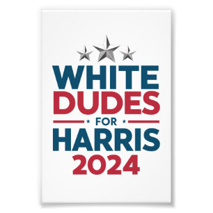 Witte Dudes voor Harris-2024 verkiezing Foto Afdruk