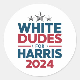 Witte Dudes voor Harris-2024 verkiezing Ronde Sticker