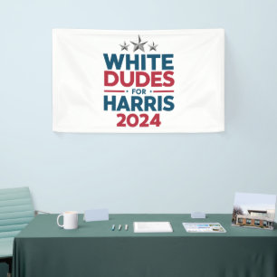 Witte Dudes voor Harris-2024 verkiezing Spandoek