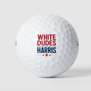 Witte Dudes voor Harris Verkiezing Kamala Harris 2 Golfballen