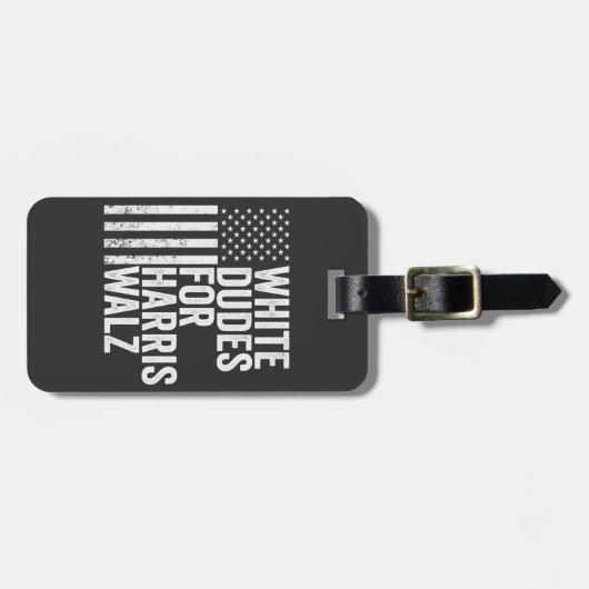Witte Dudes voor Harris Walz Amerikaanse vlag verk Bagagelabel (Voorkant horizontaal)