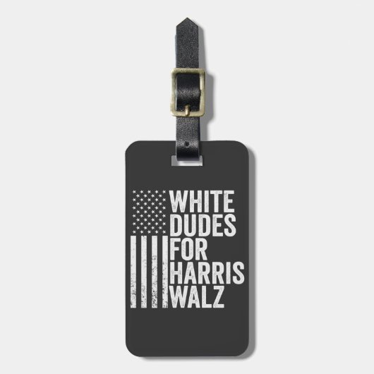 Witte Dudes voor Harris Walz Amerikaanse vlag verk Bagagelabel (Voorkant verticaal)