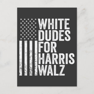 Witte Dudes voor Harris Walz Amerikaanse vlag verk Briefkaart