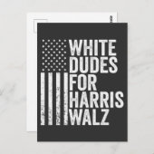 Witte Dudes voor Harris Walz Amerikaanse vlag verk Briefkaart (Voorkant / Achterkant)