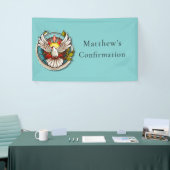 Witte Duif Blauwgroen Blauw Bevestigingsfeest Spandoek (Beurs)