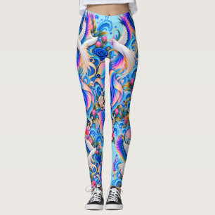 Witte Duif Fantasy Leggings Hemelse Bloemkunst