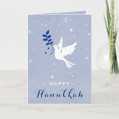 Witte Duif Gelukkig Hanukkah Glitters & Sneeuwvlok Kaart (Voorkant)