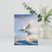 Witte duif in vlucht briefkaart (Staand voorkant)