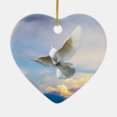 Witte duif in vlucht keramisch ornament (Achterkant)