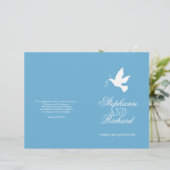 Witte duif met blue ribbons Wedding Programme (Staand voorkant)