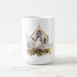Witte Duif met Kerk Koffiemok