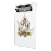 Witte Duif met Kerk Mini Klembord (Angled2)