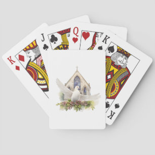 Witte Duif met Kerk Pokerkaarten