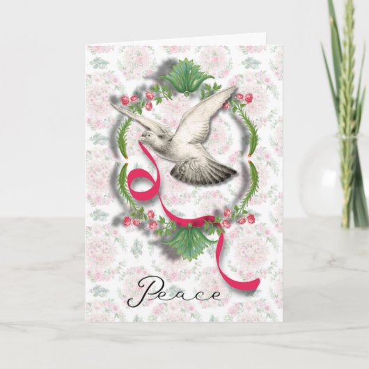 witte duif met lint Wenskaart Kaart (Voorkant)