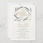 Witte Duif Olijftak Eerste Heilige Communie Kaart (Voorkant)