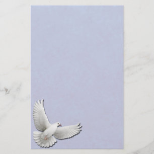 Witte duif op blauw bakkerij briefpapier