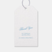 Witte duif op blauwe bruiloft bedankt label cadeaulabel (Achterkant)