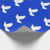 Witte Duif op Deep Blue Achtergrond Gift Wrap Cadeaupapier (Hoek)