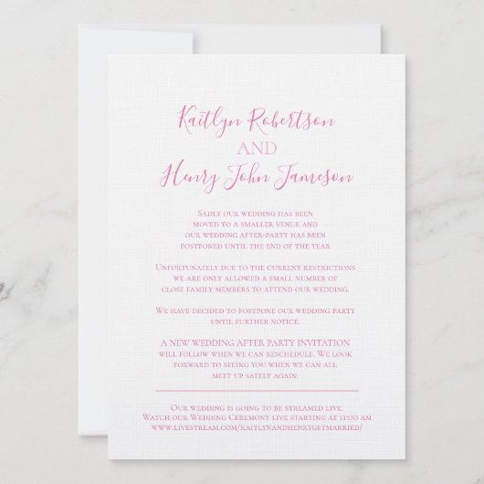 Witte duif roze linten verandering van bruiloft pl kaart (Achterkant)