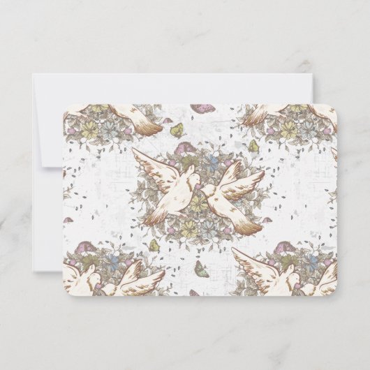 Witte Duif Tuin Patroon Bruiloft RSVP (Achterkant)