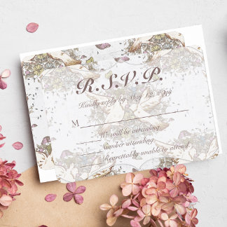 Witte Duif Tuin Patroon Bruiloft RSVP Kaartje