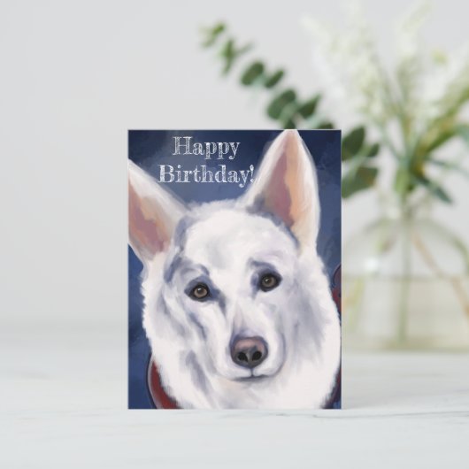 WITTE DUITSE HERDER BRIEFKAART (Staand voorkant)
