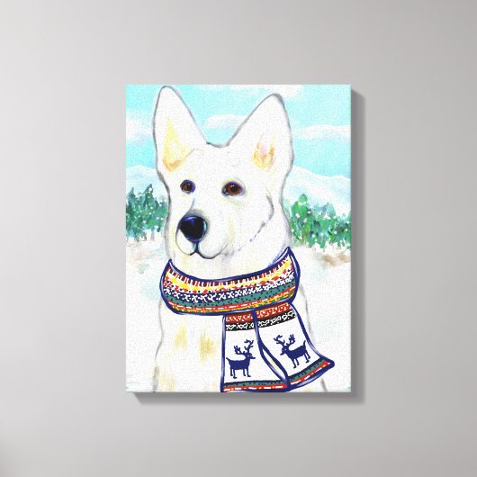Witte Duitse Herder Canvas Afdruk (Voorkant)