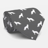 Witte Duitse herder hond silhouetten patroon grijs Stropdas (Opgerold)