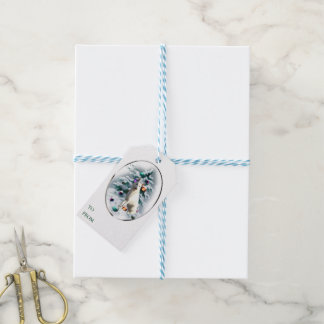 Witte Duitse herder kerstcadeaus Cadeaulabel