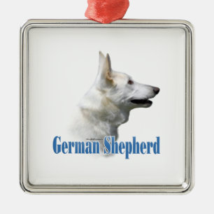 Witte Duitse herder naam Metalen Ornament