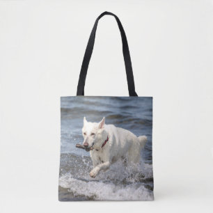 Witte Duitse Herder op Lake George Draagtas