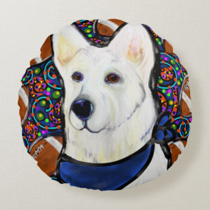 Witte Duitse Herder Rond Kussen