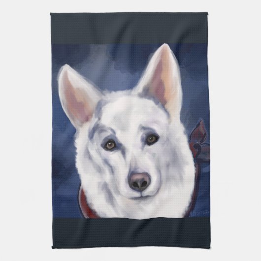WITTE DUITSE HERDER THEEDOEK (Verticaal)