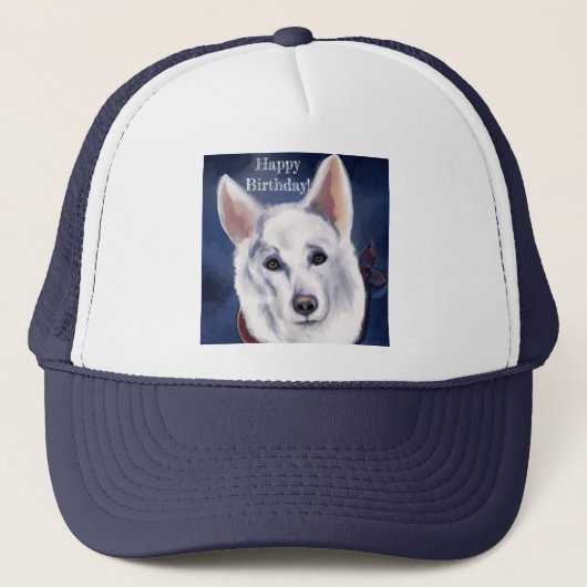 WITTE DUITSE HERDER TRUCKER PET (Voorkant)